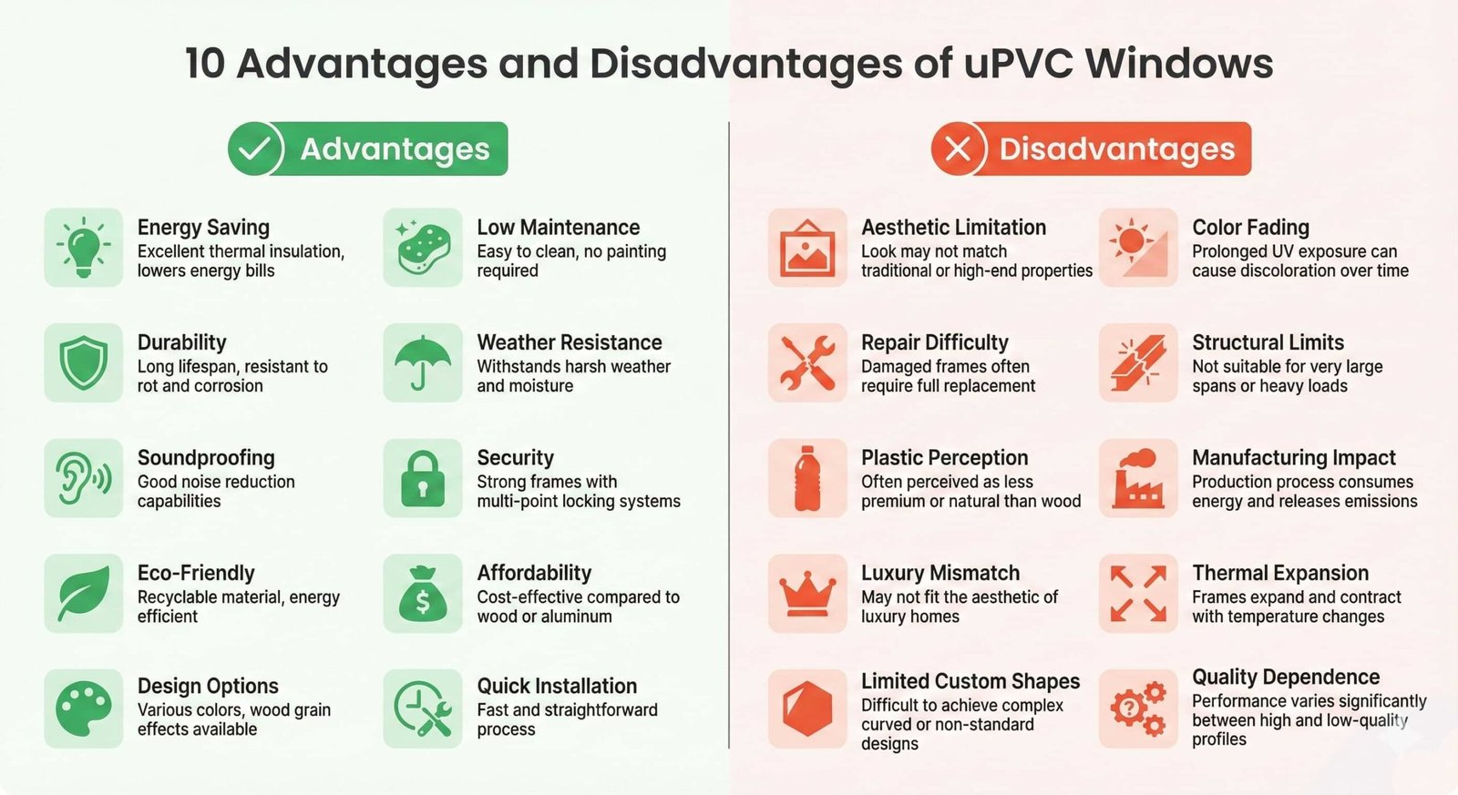 10 Advantage and disadvantage of UPVC windows