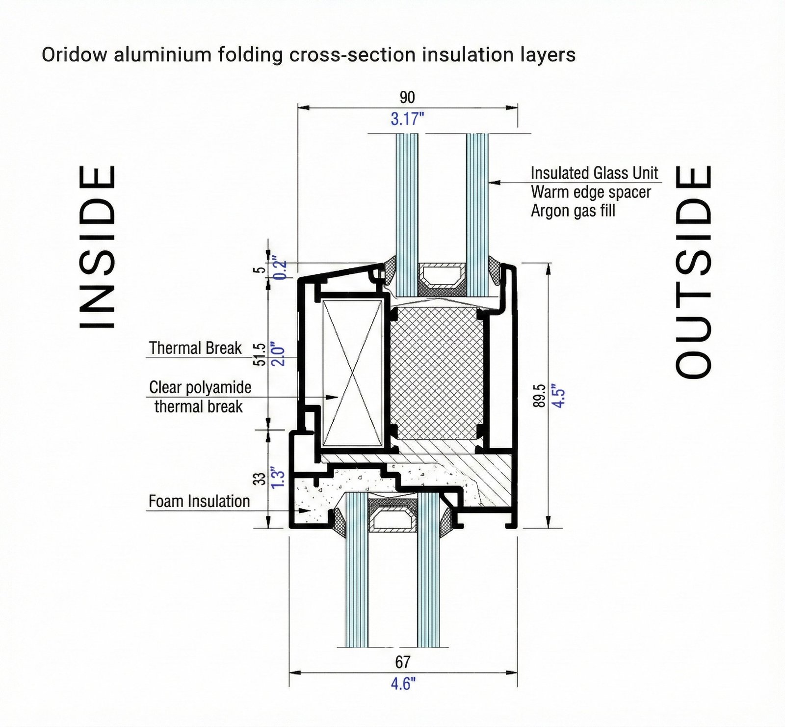 Interior view of aluminium bi-fold doors maintaining warmth in cold weather