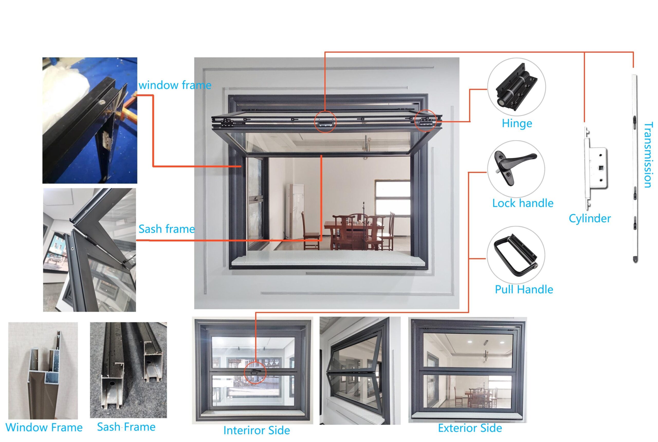 China Window Glass Black Aluminum Frame Houses Tempered Glass Casement  Window with Grill Design - China Inward Opening Window, Window Grill Deisgn