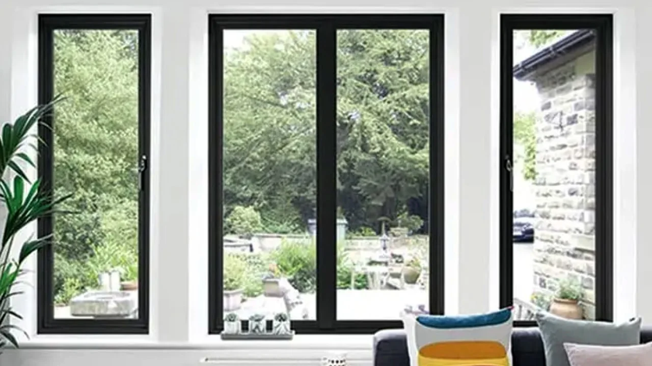 Contemporary Black Aluminum & White Laminate (Privacy) Glass