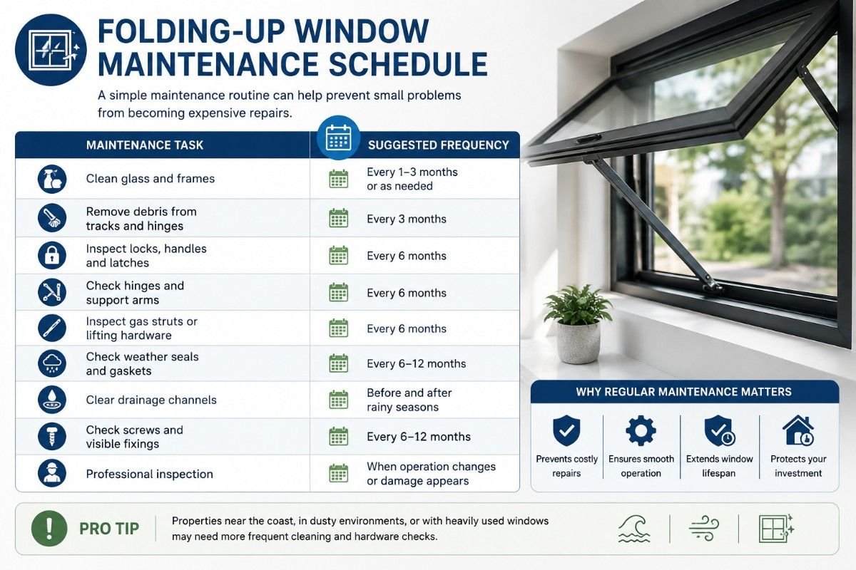 Folding-Up Window Maintenance Guide infographic