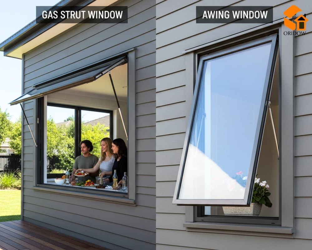 Gas Strut Window VS Awning Window (1)