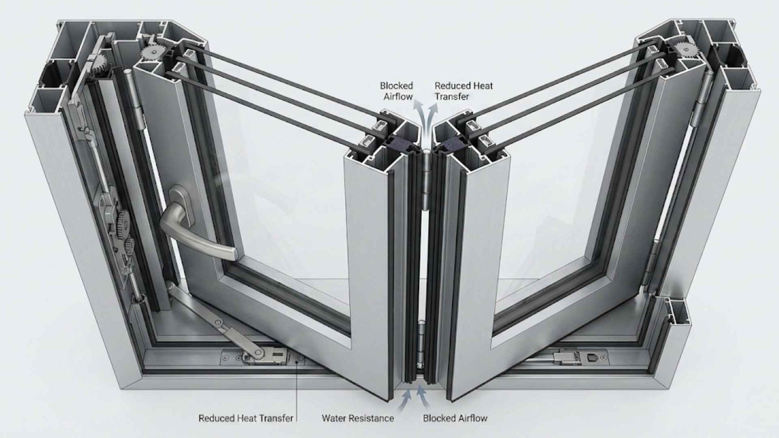 Aluminium window frame cutaway.