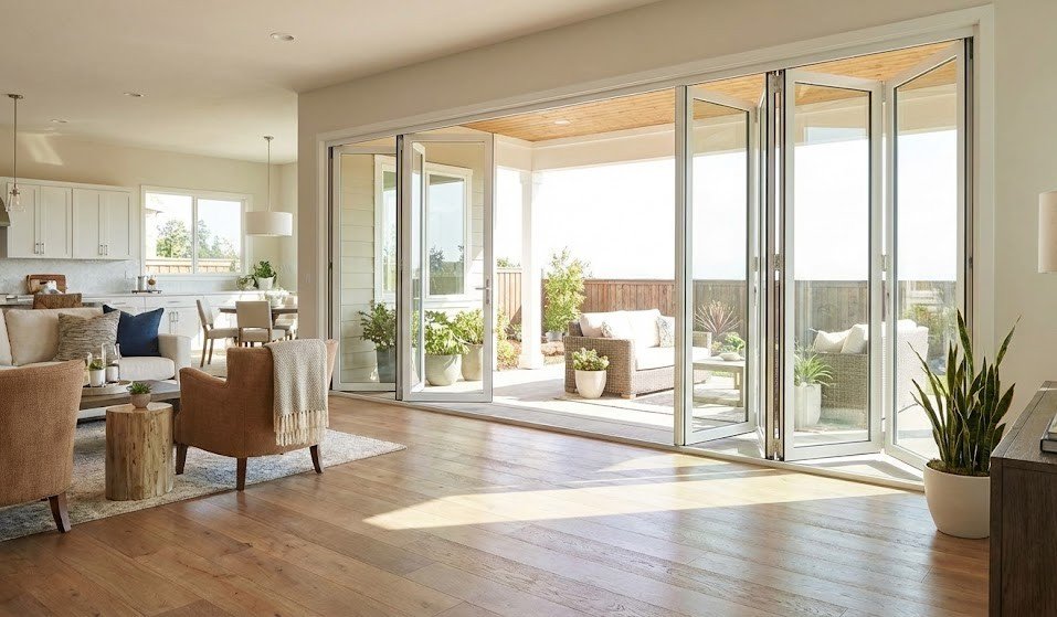 seamless indoor-outdoor connections. swing sliding door for a wide, uncluttered opening.