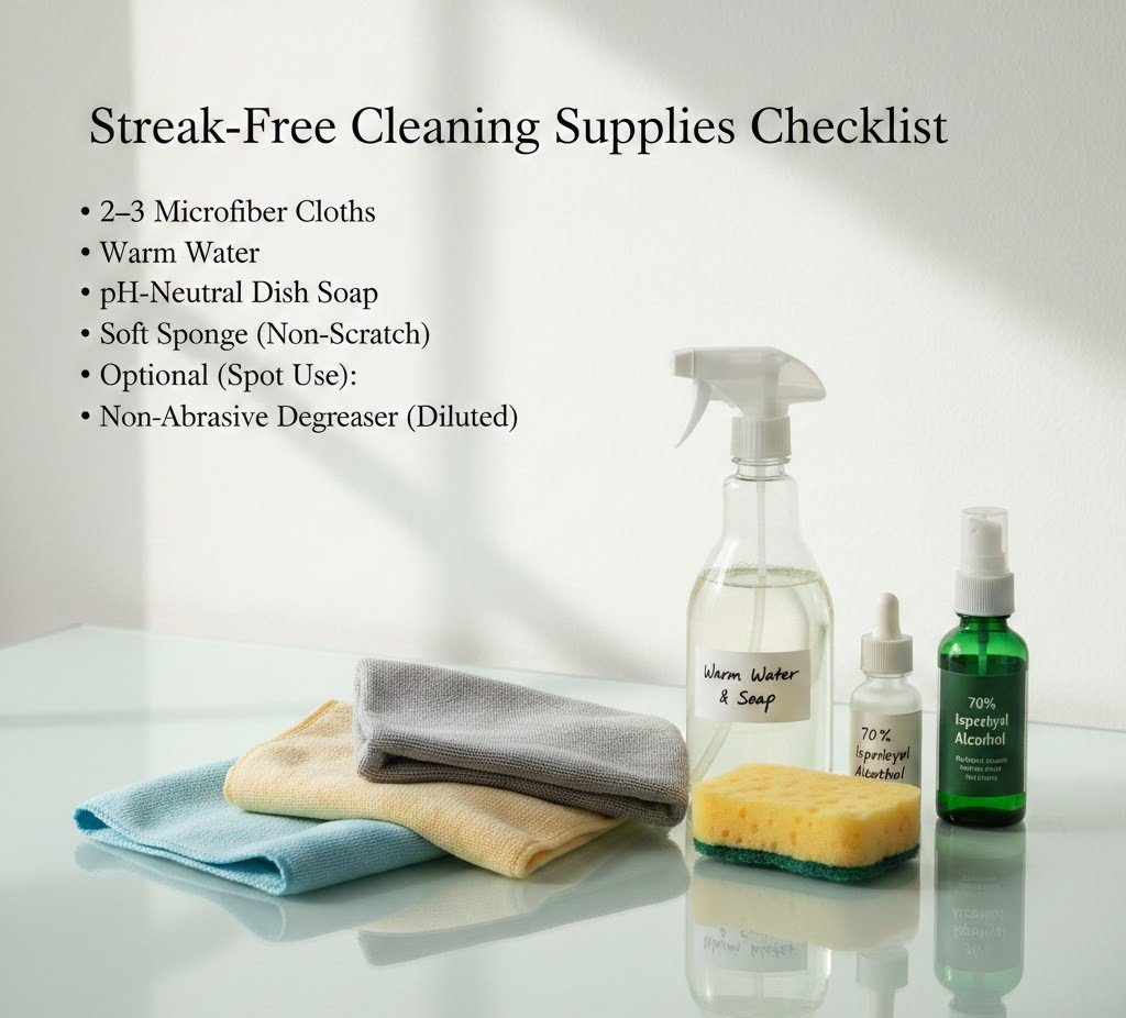 Supplies checklist for streak-free cleaning