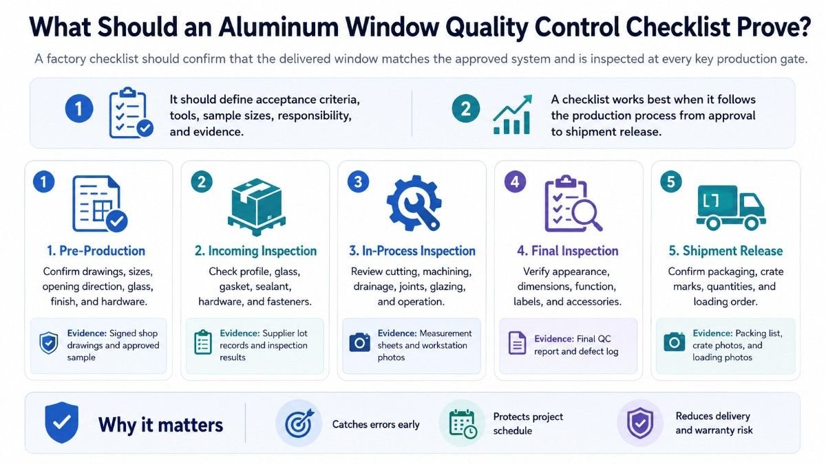Aluminum Window Quality Control Checklist Infographic